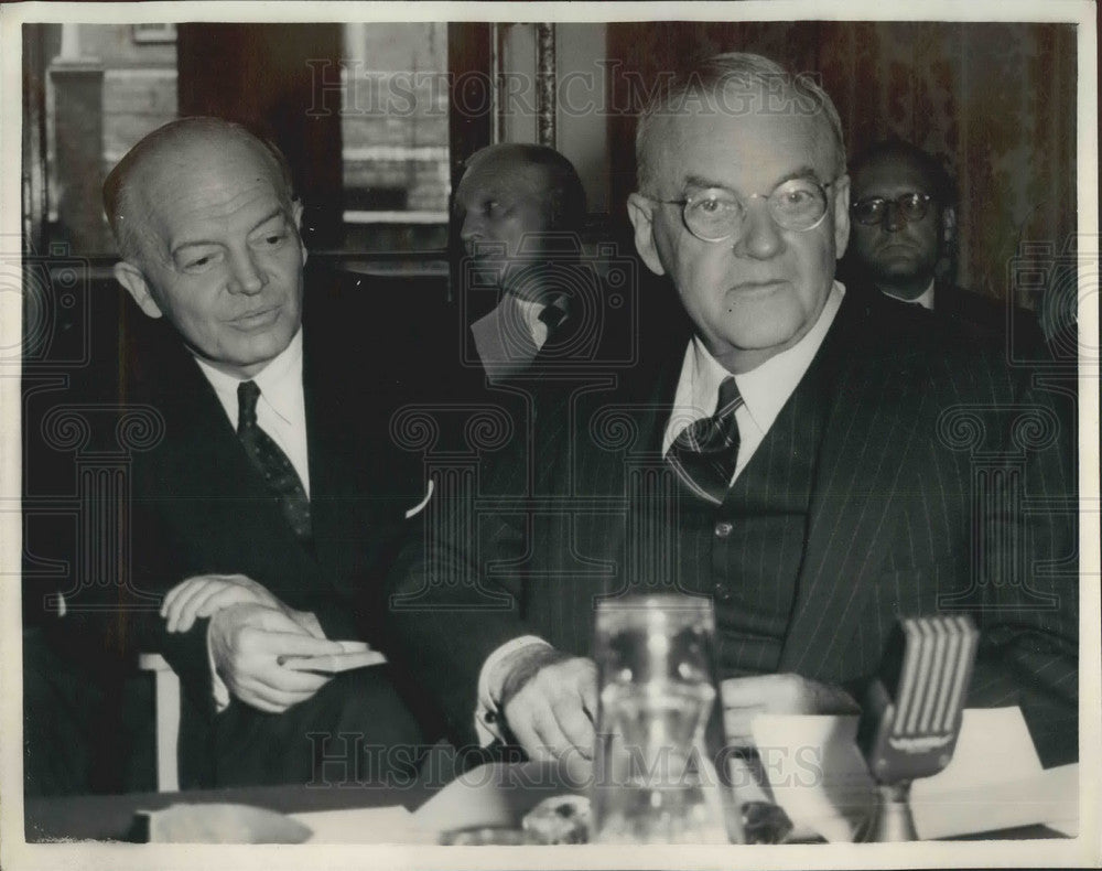 1957 Press Photo John Foster Dulles &amp; Harold Stassen At Disarmament Conference-Historic Images