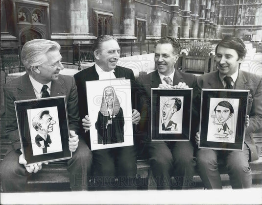 1977 Press Photo Politicians Mack Ashley, Speaker, David Steel & Keith Joseph-Historic Images