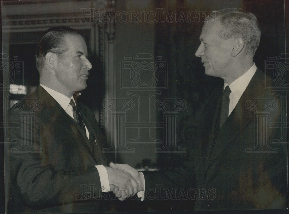 1964 French and German Foreign Ministers Couve De Lurville and Schro - Historic Images