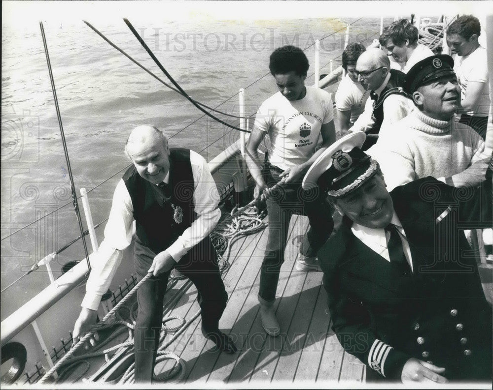 1976 The Lord Mayor of London on "Sir Winston Churchill" Schooner - Historic Images