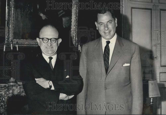 1958 Press Photo US Naval Secretary Mr. Gaetes & Inspector General Le Bigot - Historic Images