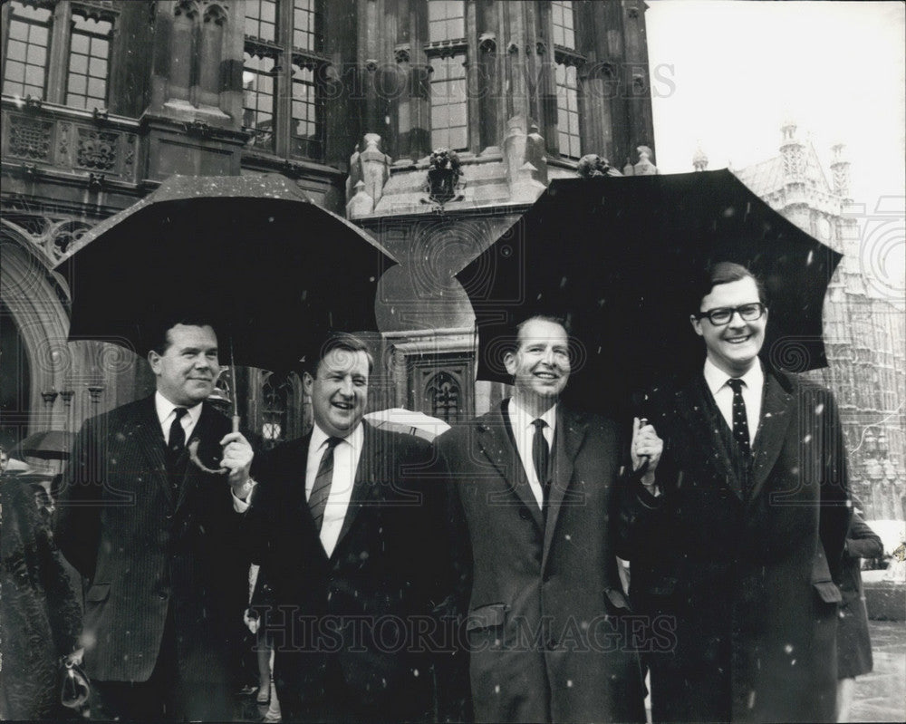 1968 Press Photo MPs Dudley Smith, Keith Speed, Don Williams, Kenneth Baker-Historic Images