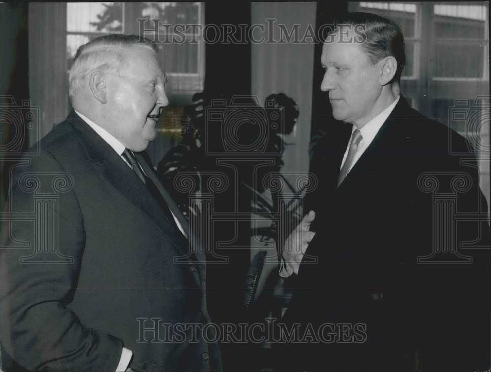 1957 Press Photo Soviet Ambassador Andrei Smirnow and Economic Minister Erhard.-Historic Images