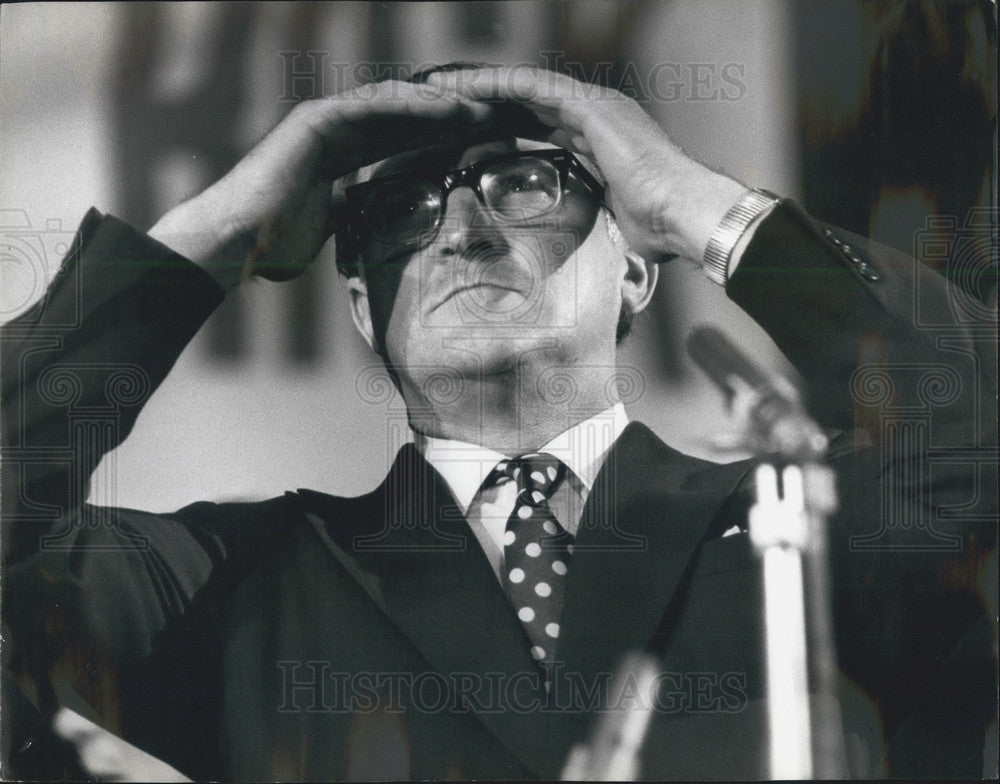 1975 Press Photo Sir Henry Plumb president Farmer&#39;s Union protest meeting - Historic Images