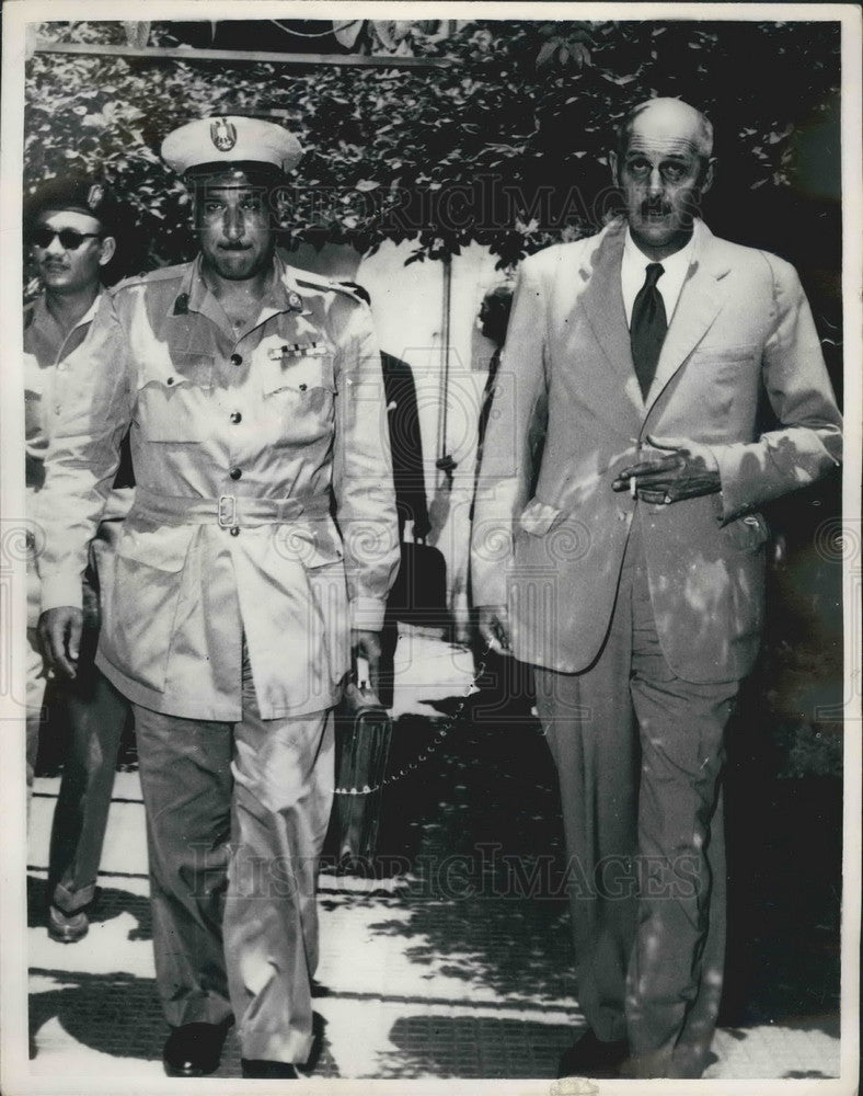 1954 Egyptian Prime Minister Nasser &amp; General Benson - Historic Images