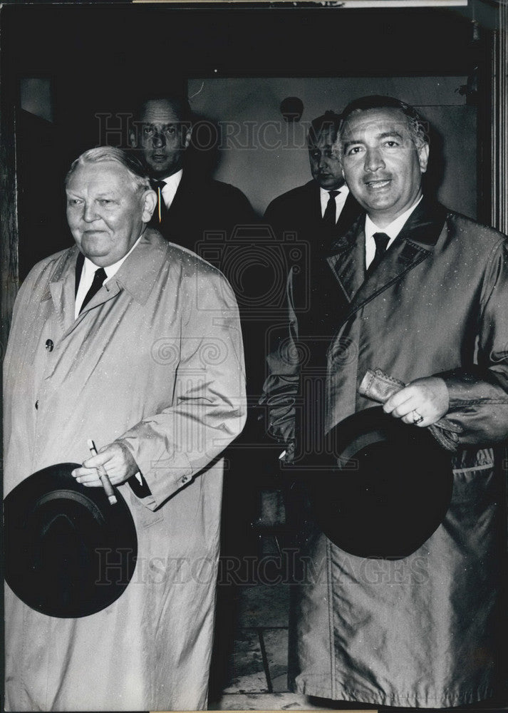 1963, Dr. Erich Mende &amp; Chancellor Erhardin - KSB08201 - Historic Images