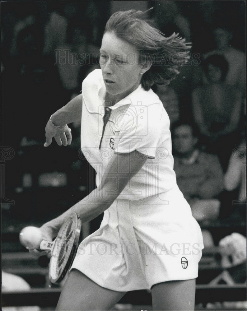 1980 Press Photo Martina Navratilova During Match Against Miss K Jordan-Wimbledn - Historic Images