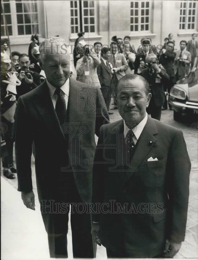 1973 Prime Ministers Kakwei Tanaka &amp; Pierre Messmer, Matignon Hotel - Historic Images
