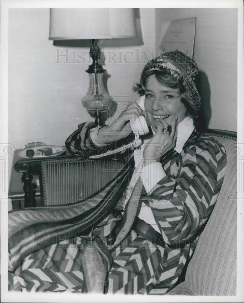 Press Photo Actress Maria Schell On Telephone At Home At Essex House - KSB11135 - Historic Images