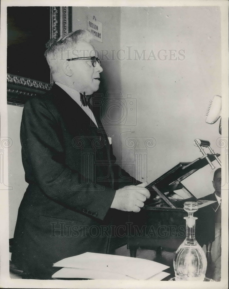 1955 Press Photo Herbert Morrison Democracy Lecture Opposition Deputy Leader-Historic Images