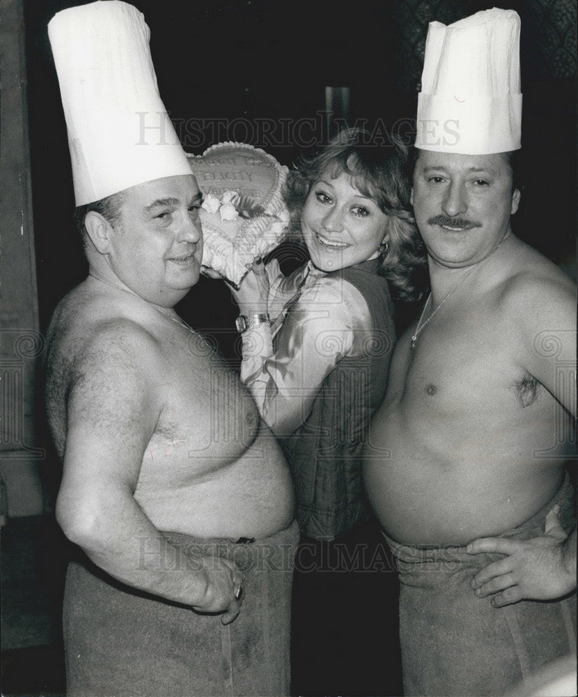 1979 Press Photo Actress Felicity Kendall & Chefs Marios Rous &Nello Bertinelli-Historic Images