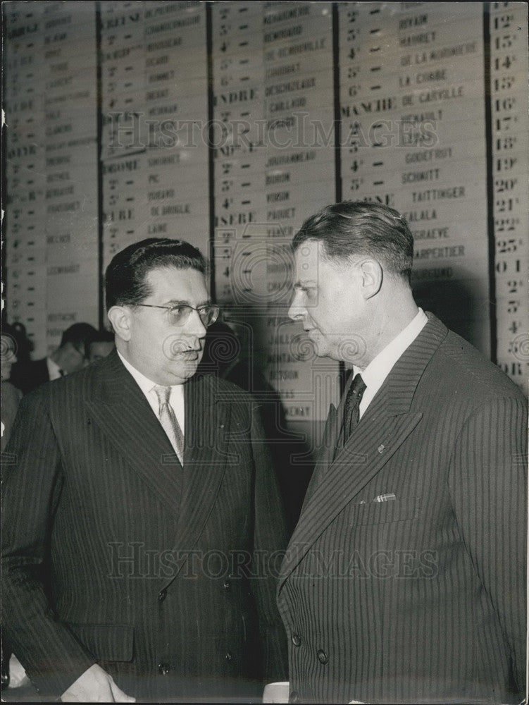 1958  M. Jacques Soustelle  & M. Pelletier, Minister of the Interior - Historic Images