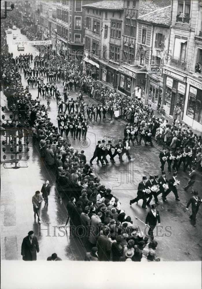 1958, &quot;La Vague&quot; on Parade in Villefranche on the Rue Nationale - Historic Images