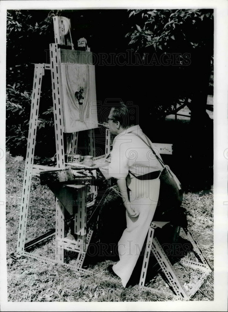 1959, Albert Backer,crippled artist his and Unique Easel - KSB15853 - Historic Images