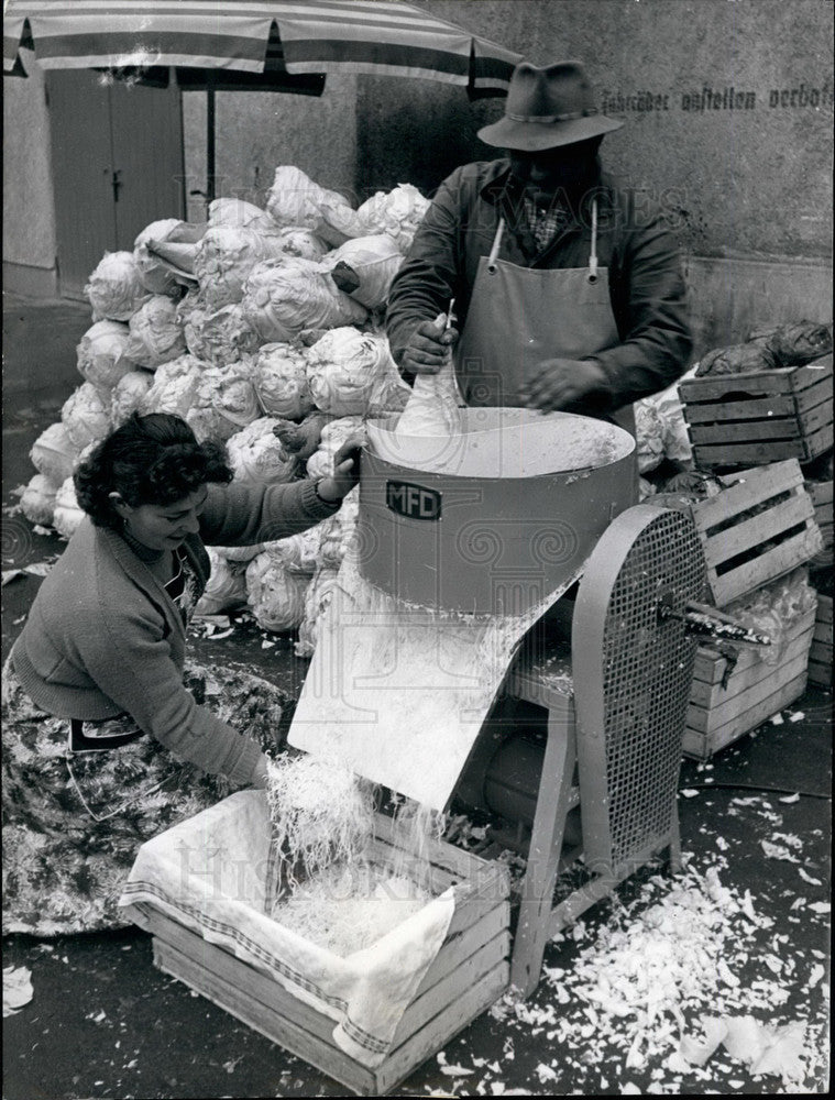 1956 Cabbage cutting machines and German housewife  - Historic Images