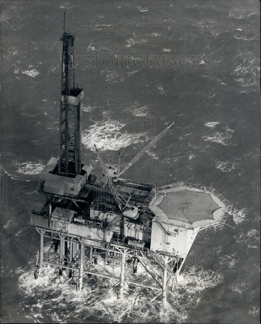 1963 Press Photo Gas Rig Aerial Blow Out North Sea - KSB17093-Historic Images