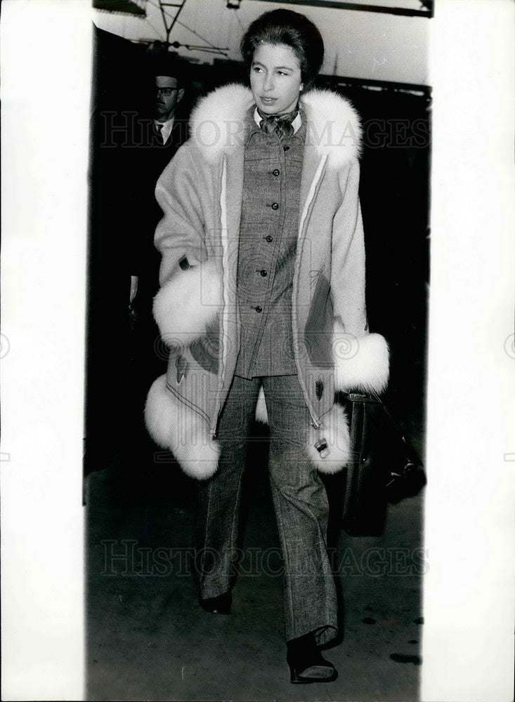 1971 Princess Annewearing a fur-trimmed coat - Historic Images