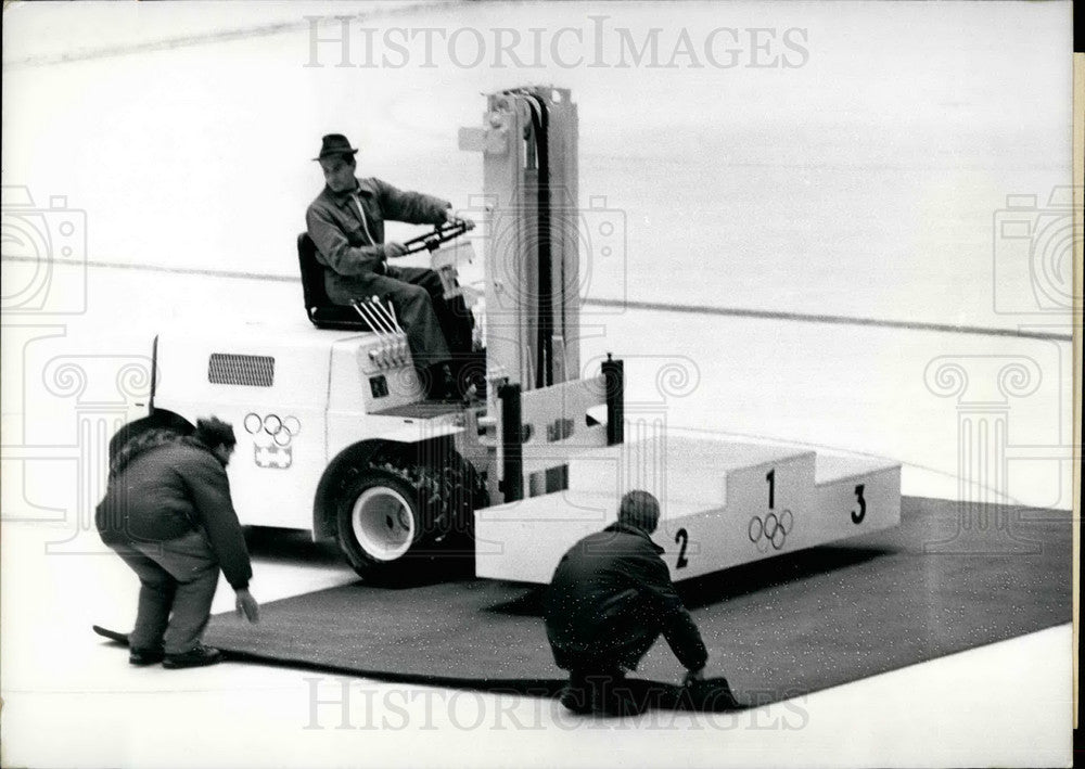 1964 Press Photo The winners' stand for Winter Olympics, Innsbruck - KSB18611 - Historic Images