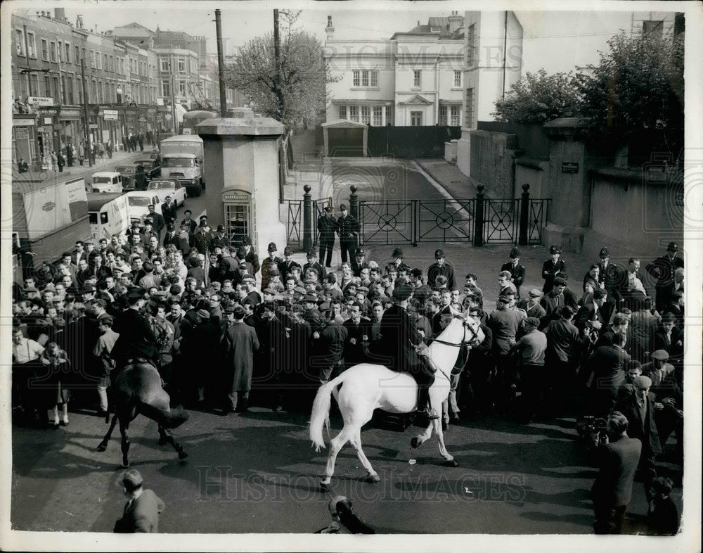  Mounted police and crowd at prison where execution was performed - Historic Images