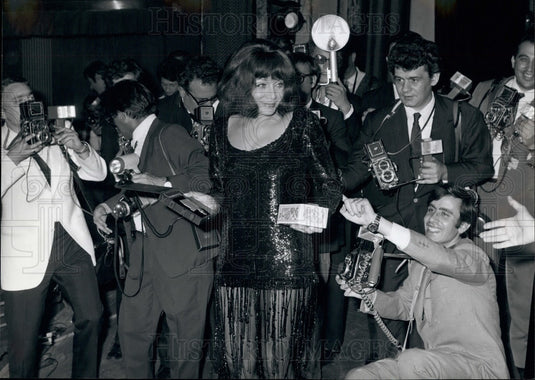 1969 Press Photo Maria Grazia Buccella Actress Sistina Theater Silver Masks-Historic Images