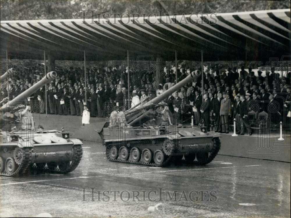 1968 Tanks in Rainy Champs-Elysee Bastille Day Parade - Historic Images