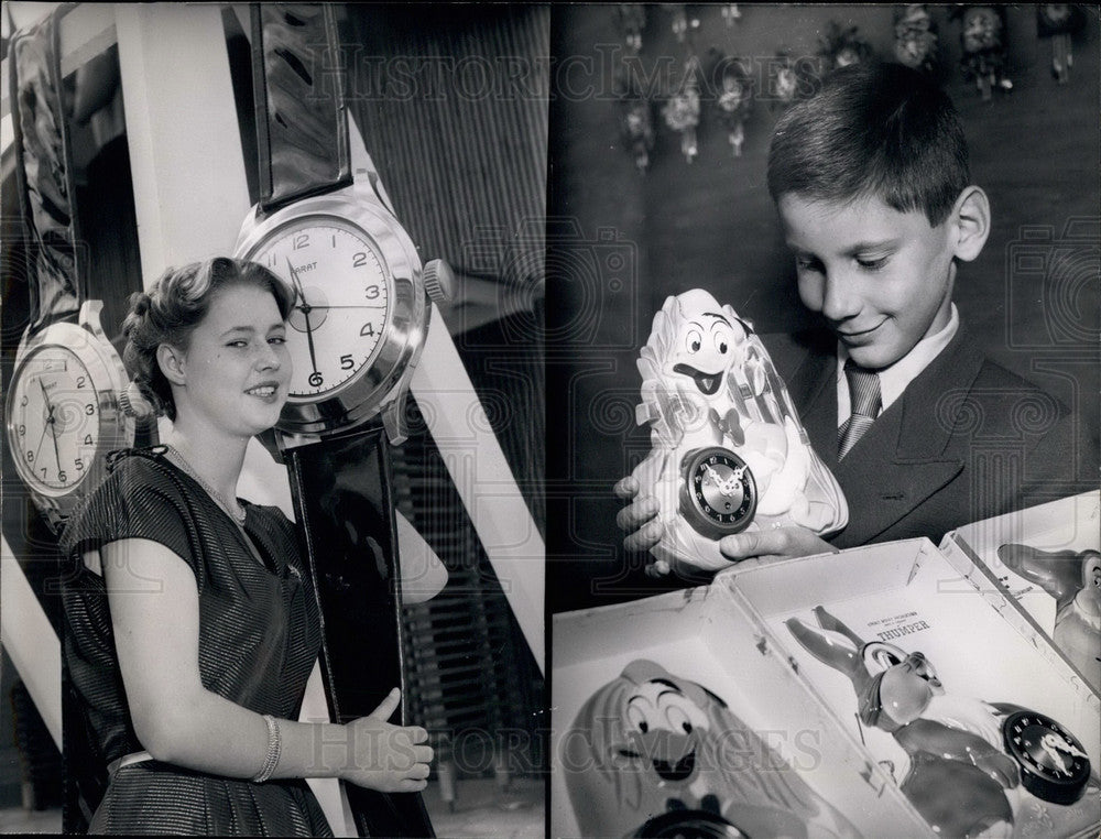 1953 Press Photo German Industries Fair,Walt Disney clocks - KSB21305-Historic Images