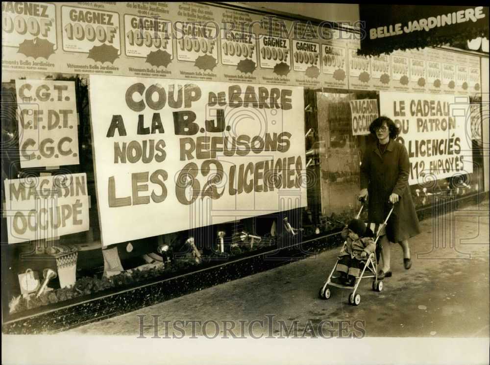 1976 "Belle Jardiniere" Strikers' Posters on the Walls of the Store - Historic Images
