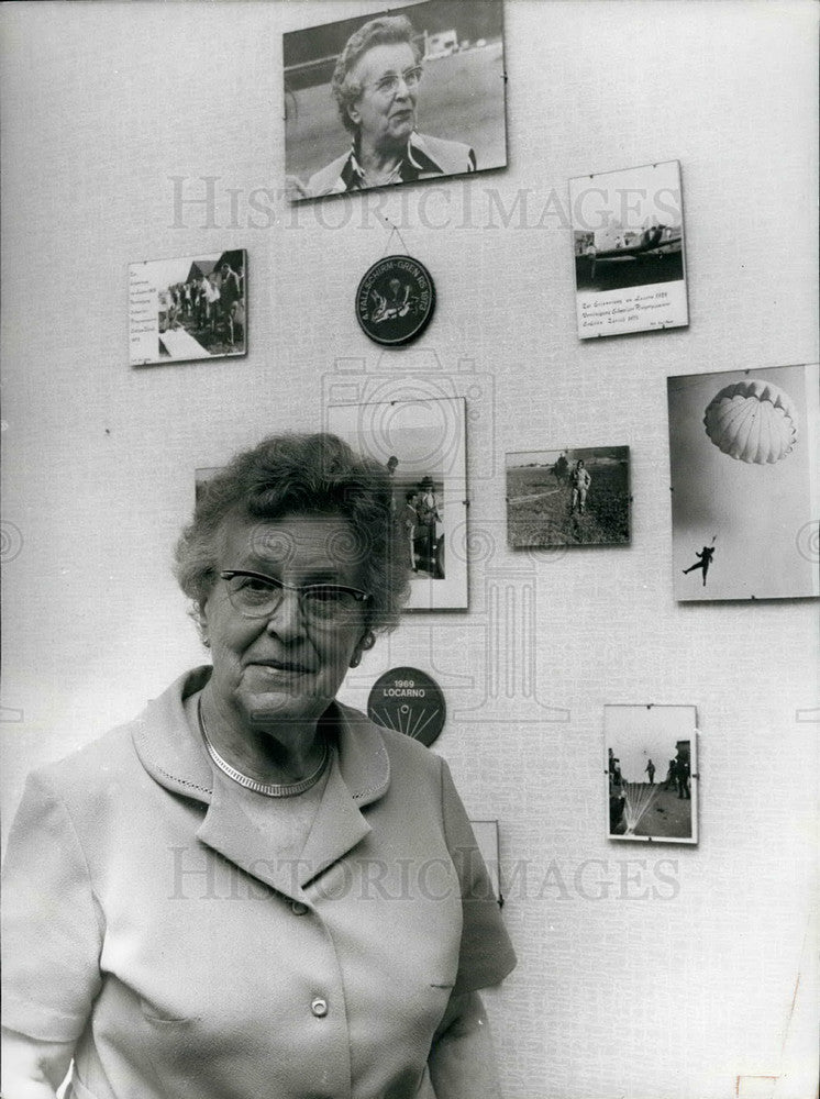 Press Photo Mrs. Kathi Bauer-Schulthess ,80,wasfirst Swiss woman parachutist - Historic Images