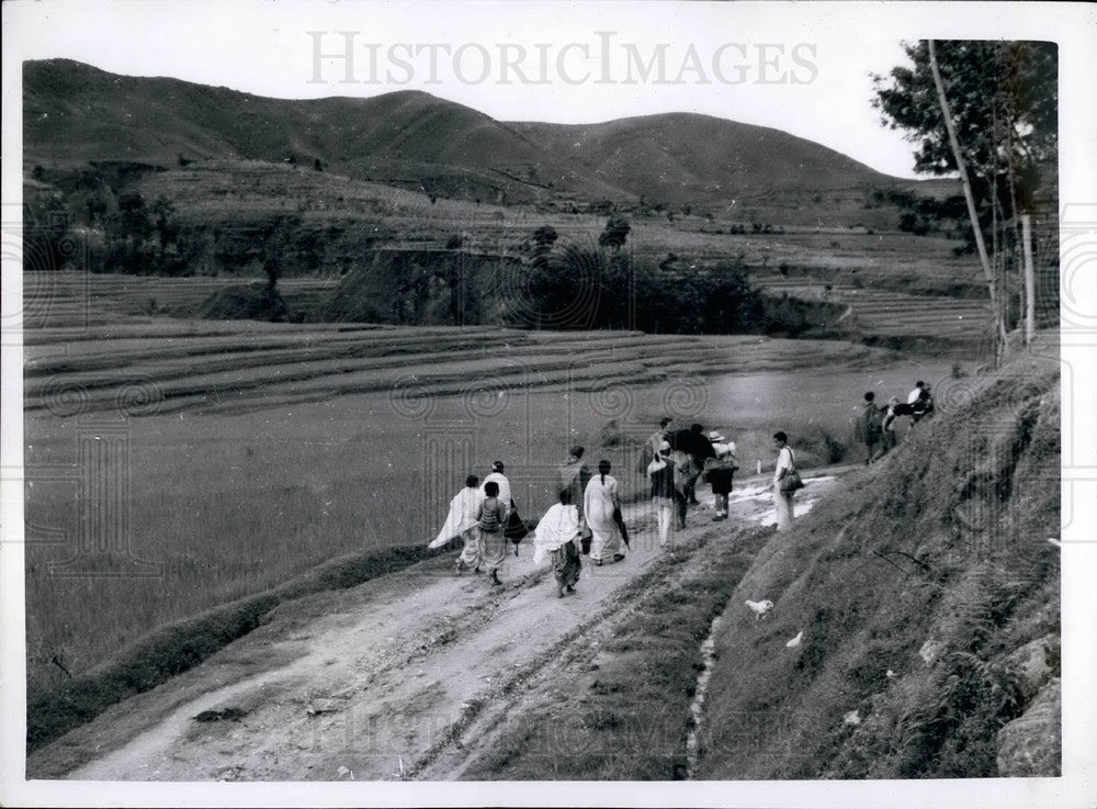 Expedition Team Heads Through Rice Fields - Historic Images