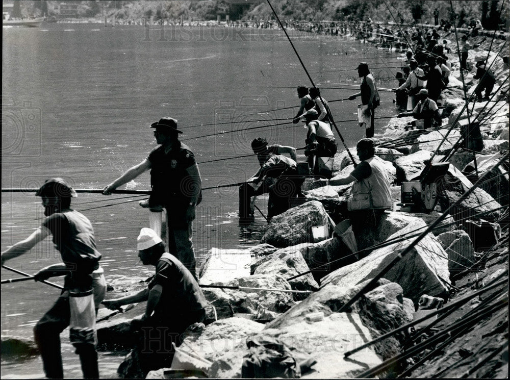 Press Photo International Fishing Competition Lake Lugano Switzerland - Historic Images