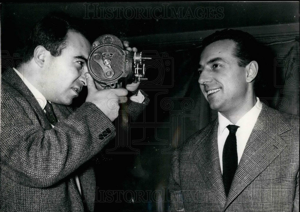 1955 Claude Barma,p;aywright and a reporter  - Historic Images