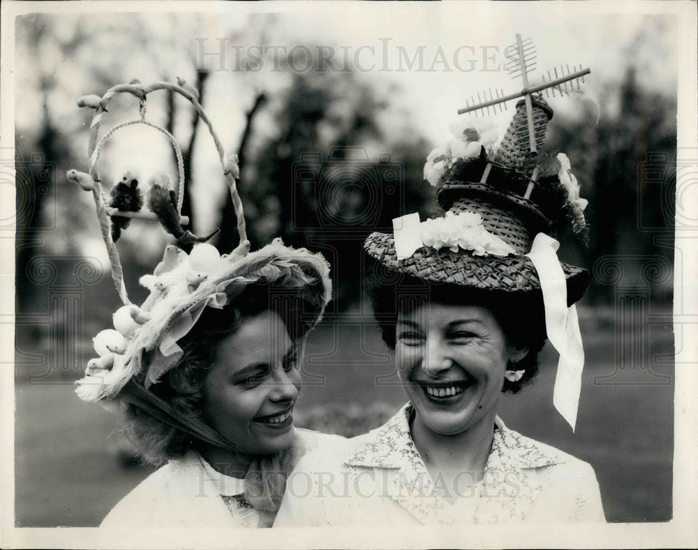 1955 Brenda Halliday Vera Maybank Exotic Easter Hats Parade Hyde - Historic Images