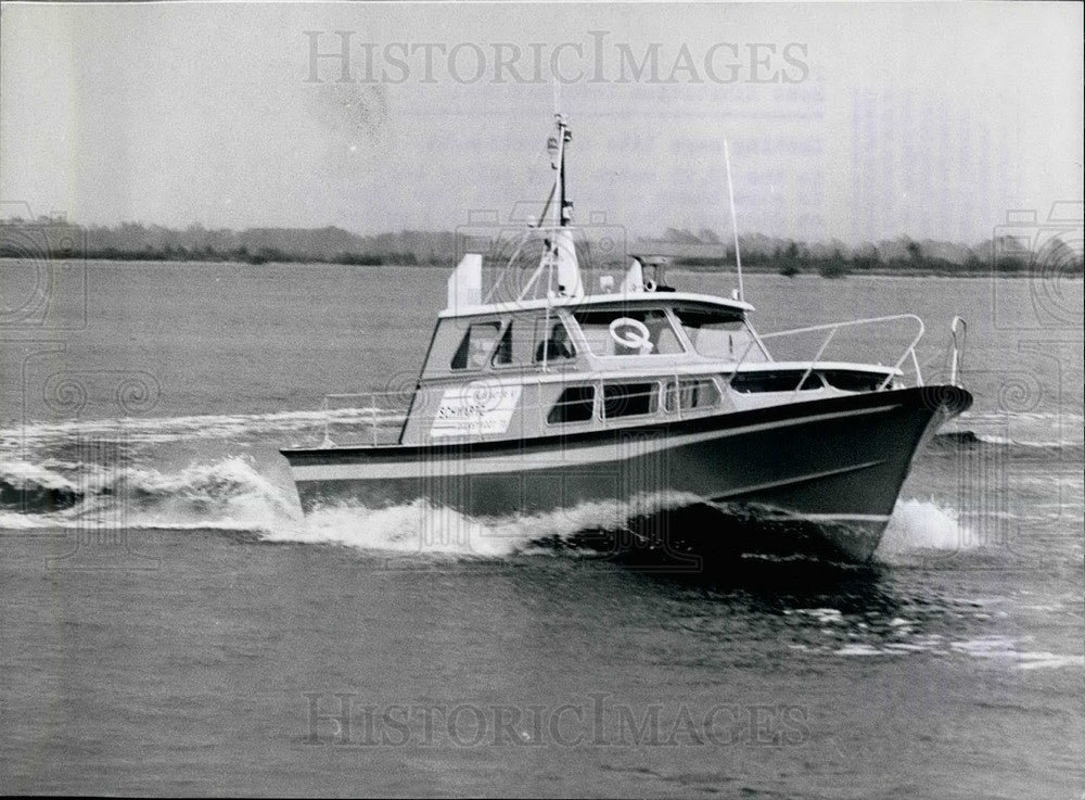 1973 Prototype of new police boat  at German show - Historic Images