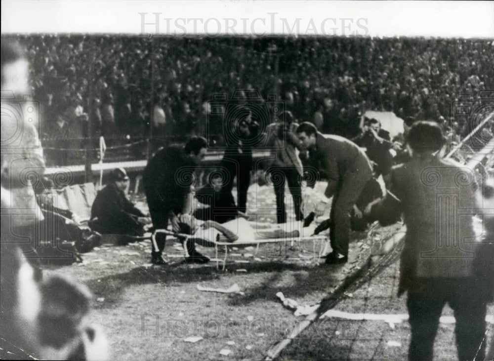 1969 Injured Player Pratti, Argentina Football Match, Buenos Aires - Historic Images