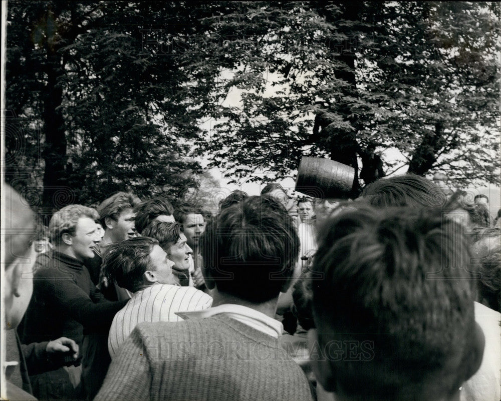 Keg Tossed Opposing Team Hare Pie Bank  - Historic Images