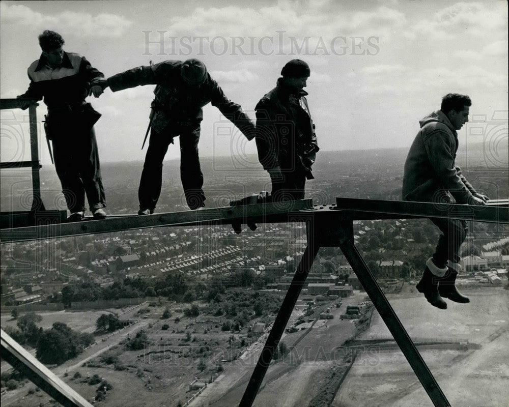 1977 Girder Balance By the TV Tower Spiderman - Historic Images
