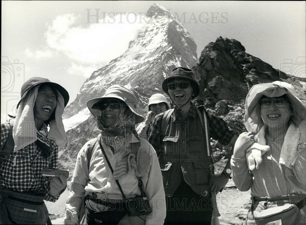 1990, Tourists from Japan are seen at the Matterhorn - KSB28321 - Historic Images