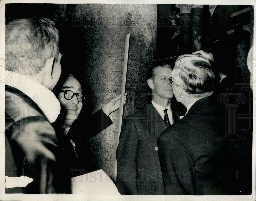 1955 Press Photo H.R.H. The Duke Of Edinburgh  at Roskilde Cathedral - Historic Images