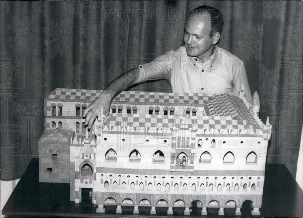 1971, Scale model of ducal palace in Venice made of stones - Historic Images