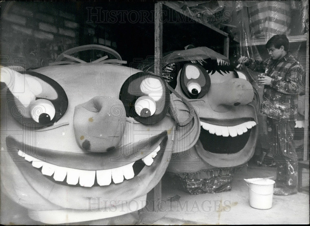 1966 Giant Masks &amp; Figures Used In Carnival Processions in Germany - Historic Images