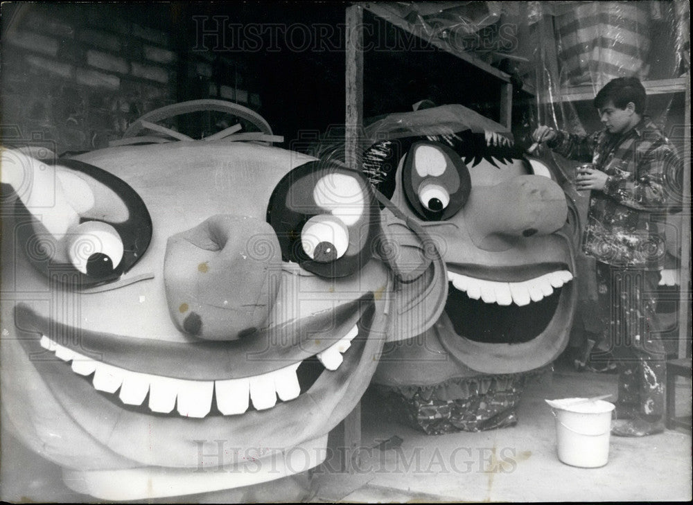 1966 Giant Masks & Figures Used In Carnival Processions in Germany - Historic Images