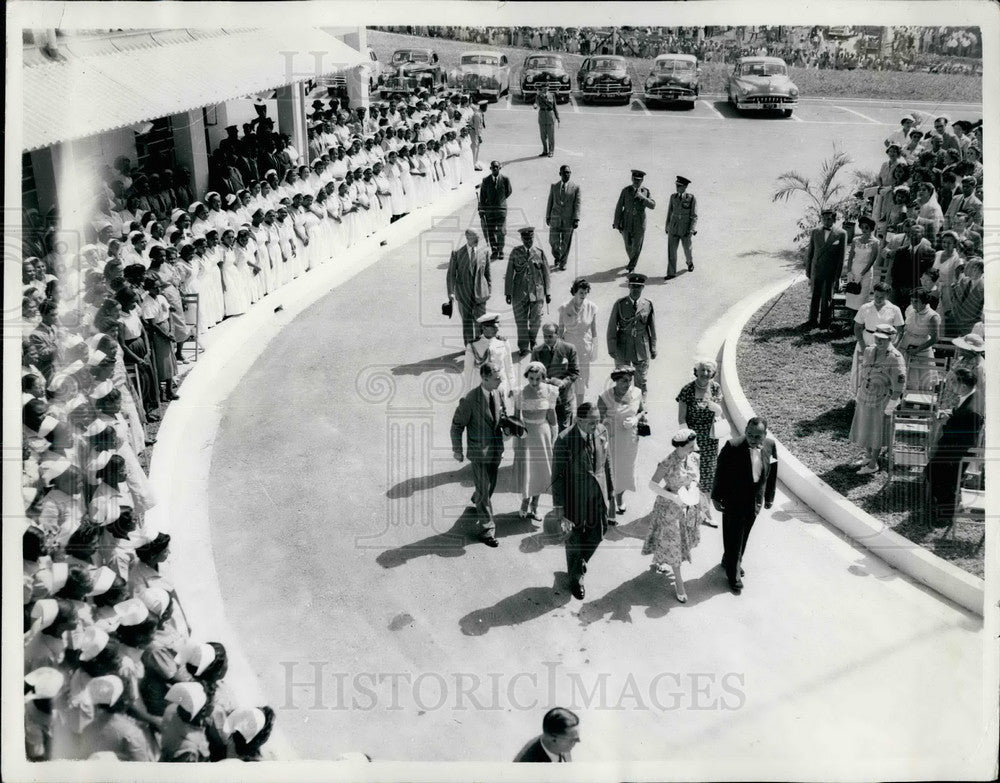 1955 Nurses form guard of Honour as Princess Margaret opens hospital - Historic Images