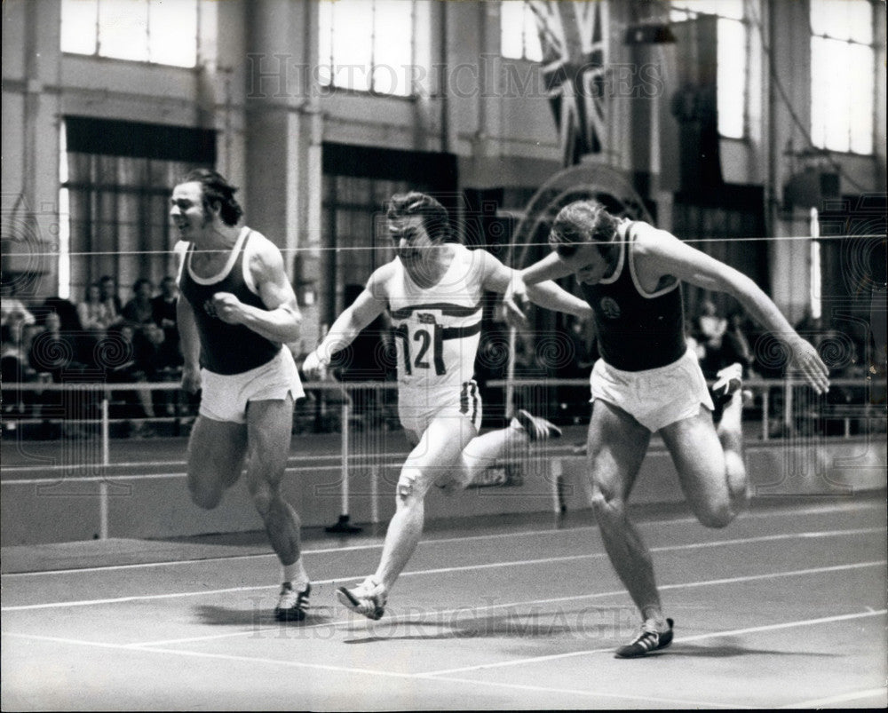 1973 Press Photo H.J. Zenk Winner B. Green M. Kokot International Indoor Track-Historic Images