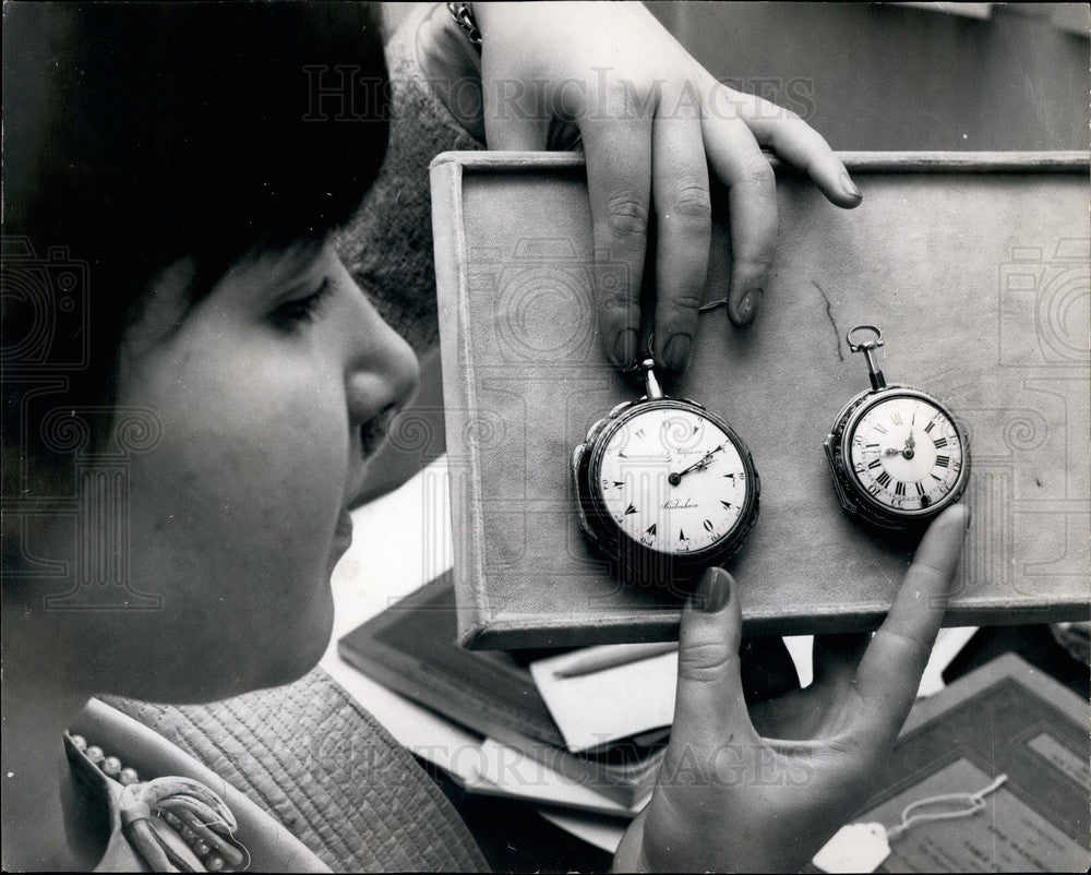 1967 Press Photo A Rare Danish Clock Watch &amp; A Repousse Repeating Verge Watch - Historic Images