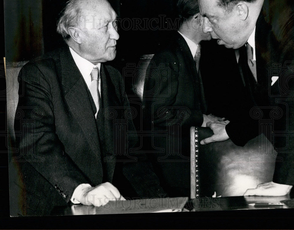 1955, President German Bundesrat Altmaier Chancellor Konrad Adanauer - Historic Images