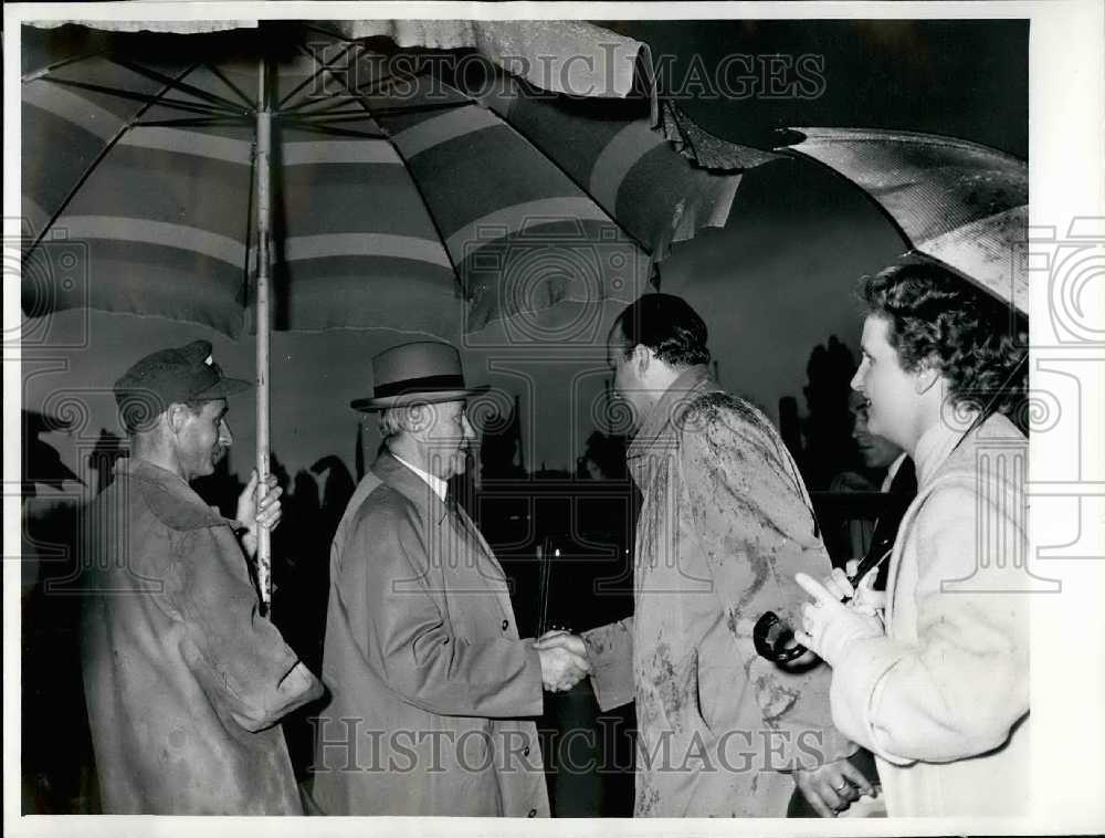 1956 Chancellor Dr. Adenauer & Son George At Aerodome Bonn-Cologne - Historic Images
