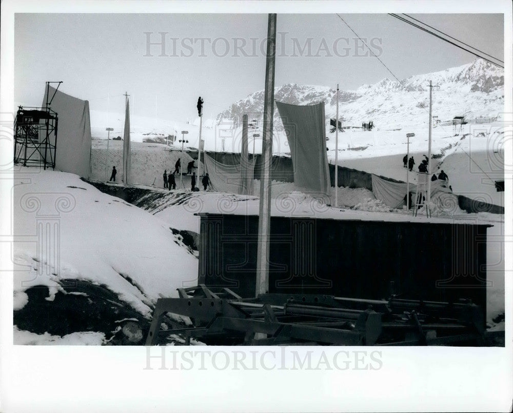 1968 Press Photo French Army Working On Olympic Bobsled Run At Alpe D'Hiver-Historic Images