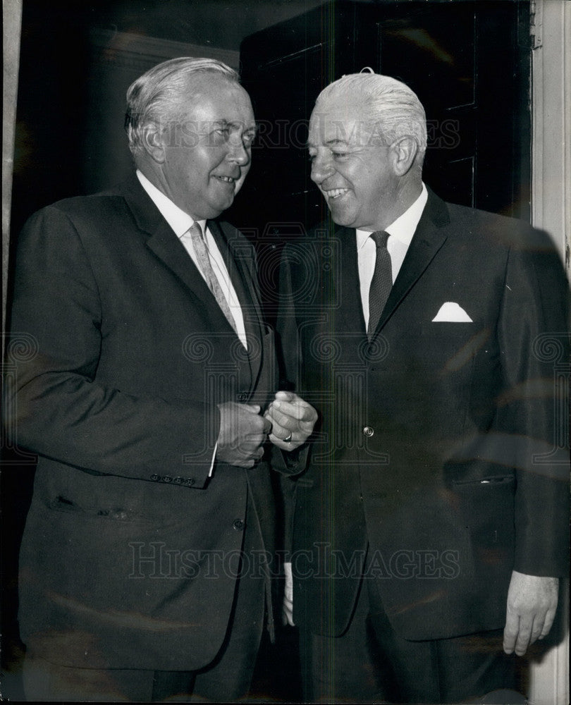 1966 Press Photo Australian Prime Minister Harold Holt and Britain Prime Ministe-Historic Images