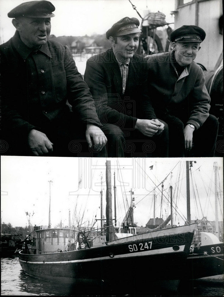 1956 Crew of &quot;Heimatland&quot; German fishing boat at Kiel Russia - Historic Images