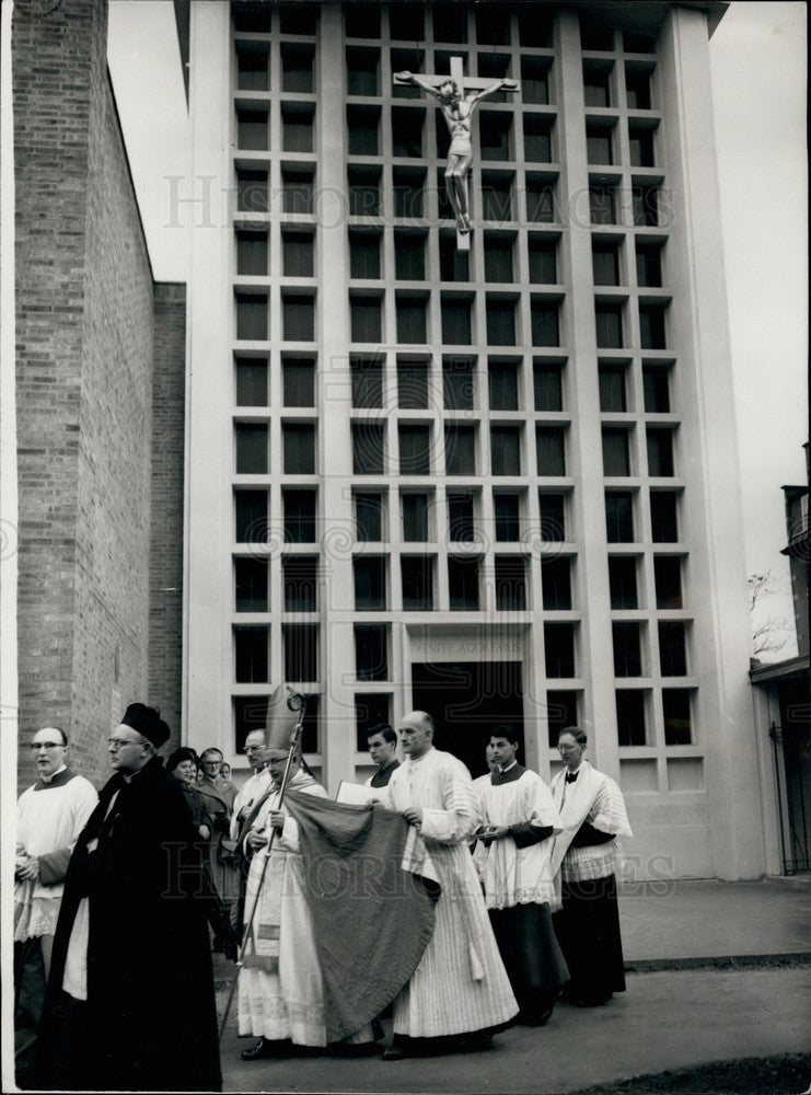 1958, Bishop David Cashman at the Roman Catholic Church of the Perpet - Historic Images